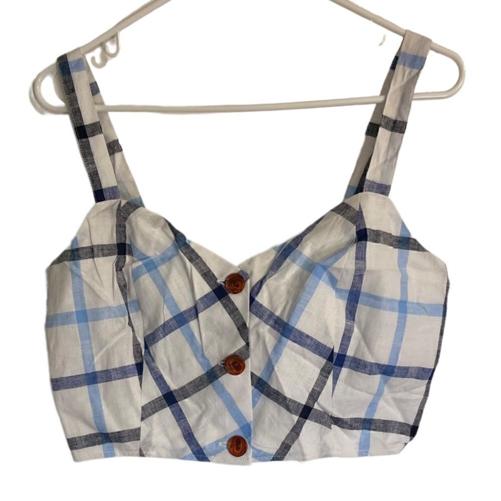 Red Carter Linen Meet & Greet Gingham Crop Top.Size M - Picture 6 of 13